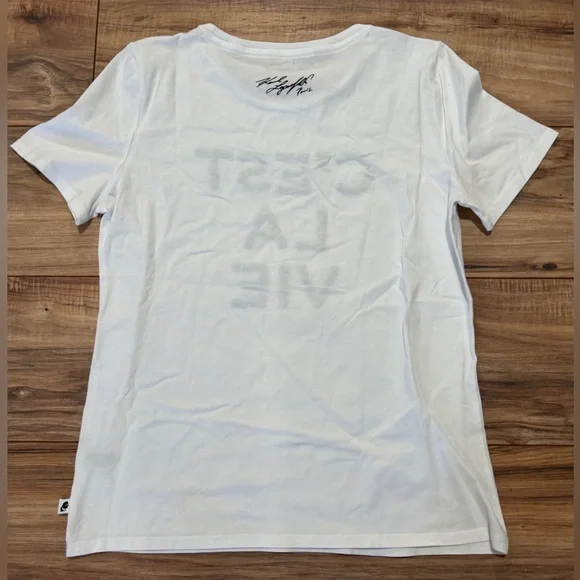 Karl Lagerfeld White C'est La Vie Tee - Picture 9 of 10
